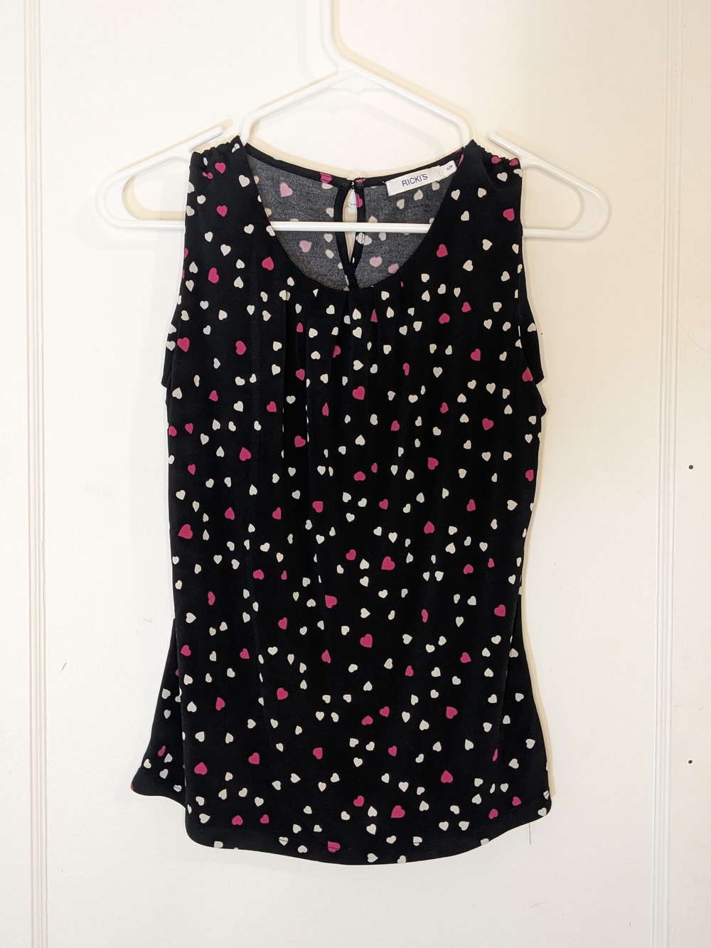 Ricki's Black Tank Top with Pink & White Heart Print